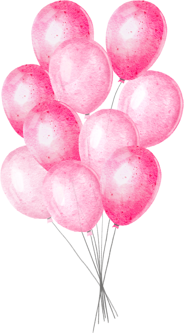 Watercolor pink air balloons. Baby  illustration